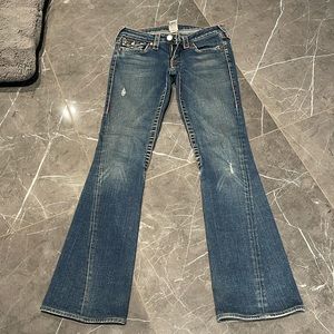 True religion, slightly flared blue jeans, size 28